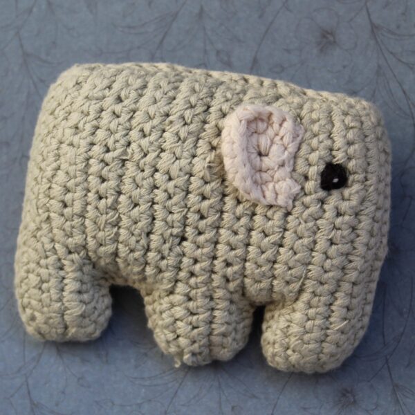 A beautifully handcrafted bunny elephant rattle, the perfect gift for any little one.