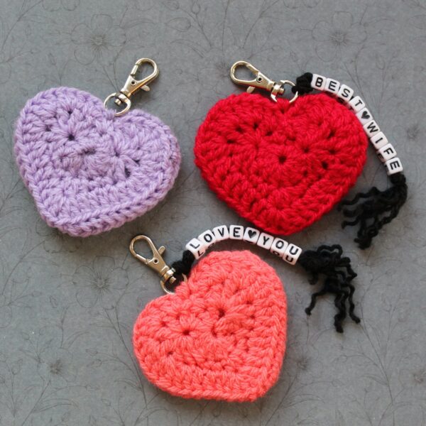 The perfect token and handcrafted 'gift from the heart' - a crocheted heart keyring for them to take wherever they go.