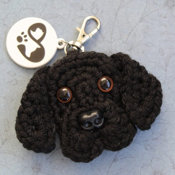 The perfect gift for any labrador owner or lover - a handcrafted labrador, lovingly hand crocheted and set on a lobster clasp keyring.