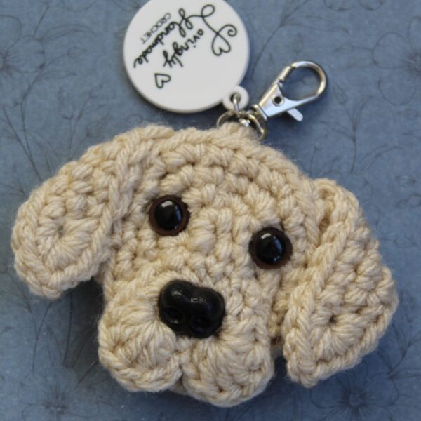 The perfect gift for any labrador owner or lover - a handcrafted labrador, lovingly hand crocheted and set on a lobster clasp keyring.