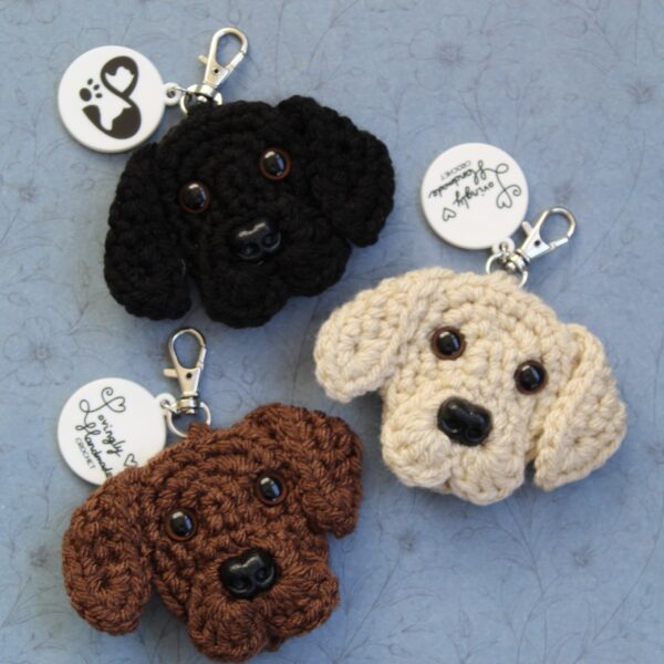 The perfect gift for any labrador owner or lover - a handcrafted labrador, lovingly hand crocheted and set on a lobster clasp keyring.